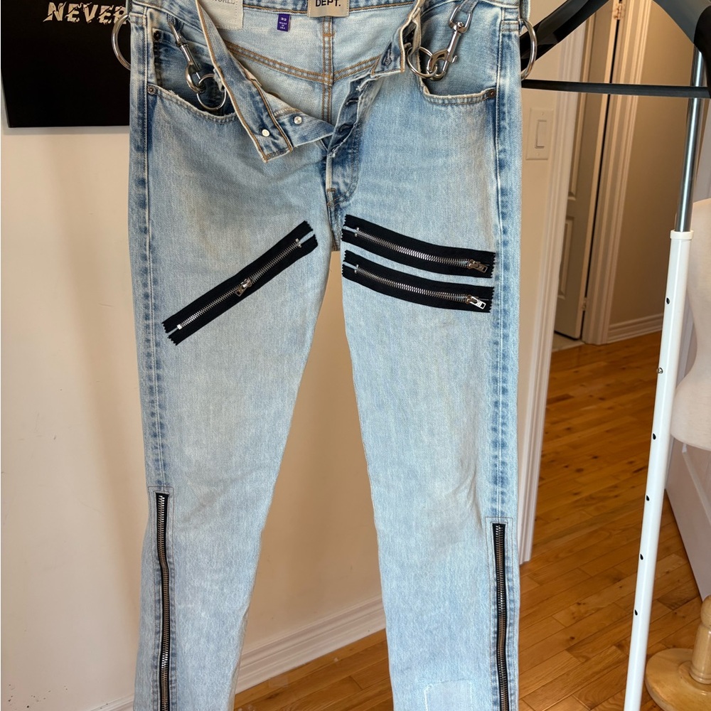 Gallery Dept Light Blue Denim with Black Zipper Details